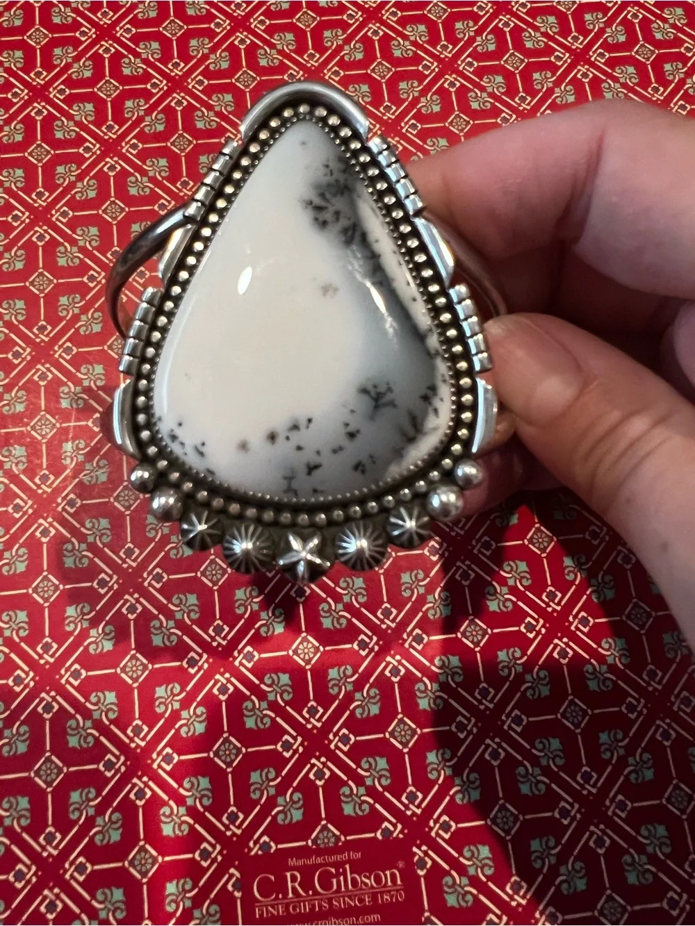 Montana agate Black-and-White Triangle Cuff Bracelet